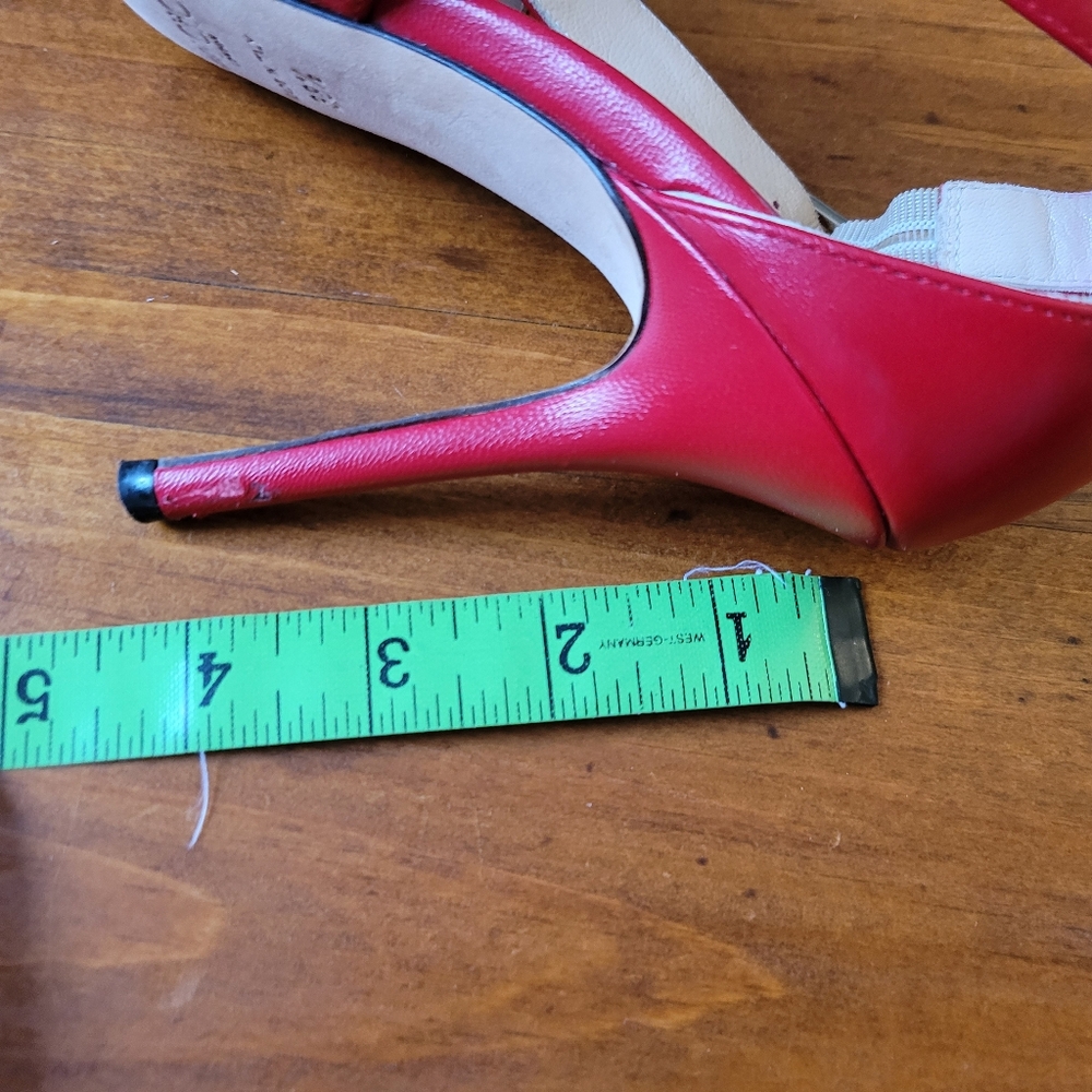 Jimmy Choo Red Leather Lottie Sandal Heels Size 38.5 Or US 8 - Picture 10 of 11